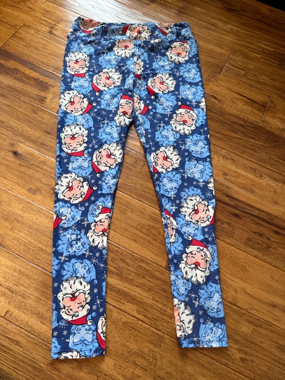 LuLaRoe women’s Navy Blue Santa Face Leggings